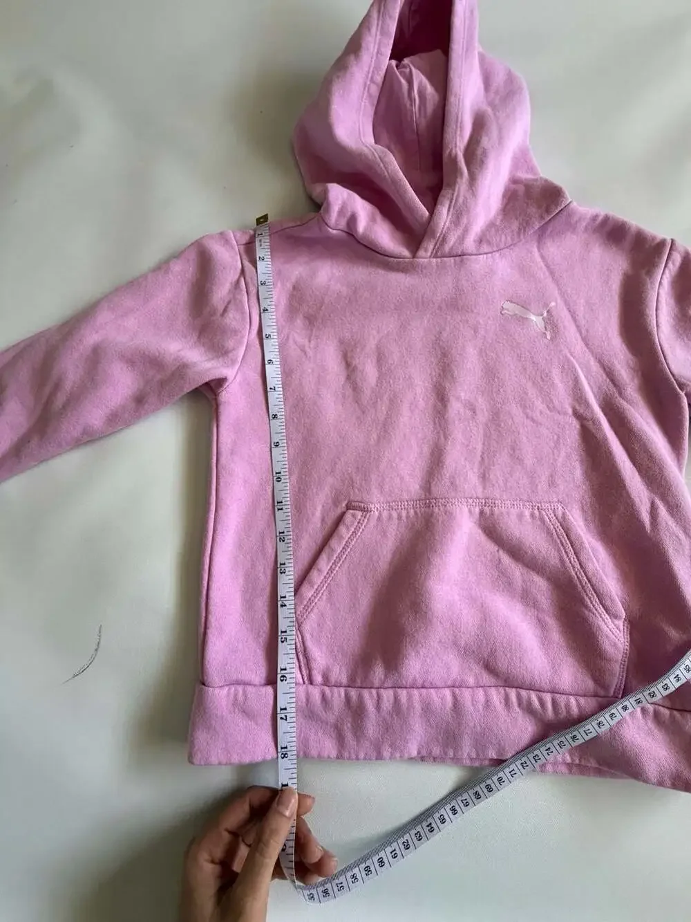 Puma Pink Hoodie Kids Medium 8-10 Logo Pullover Fleece Sweatshirt Y2K Cozy